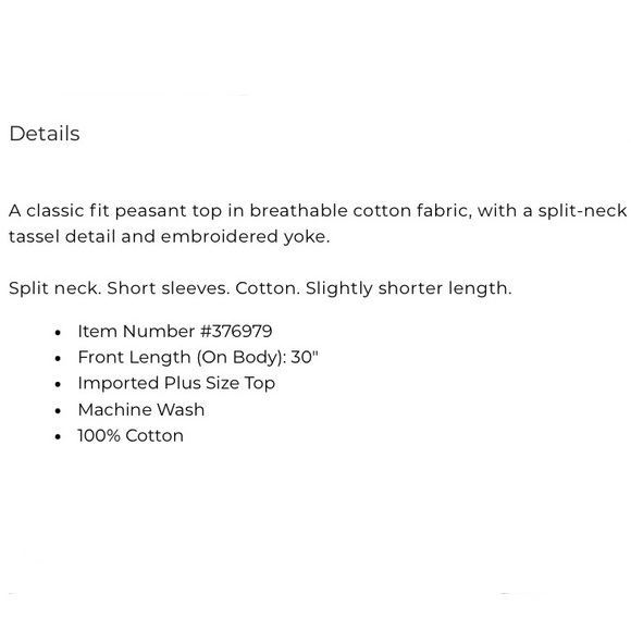 LANE BRYANT Classic Short-Sleeve Split-Neck Embroidered Top 14(1X) 100% Cotton - Picture 13 of 14